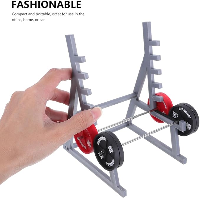 Garneck Creative Squat Rack Pen Holder: Funny Mini Barbell Pencil Holder with Weights - Office Desk Accessories for Men - Cool Gym Dumbbell Fitness Model for Dollhouse Decorations