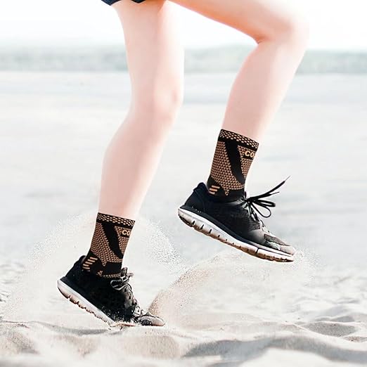 Copper Ankle Brace Copper Infused Support for Men & Women (Pair), Best Ankle Compression Sleeve Socks for Plantar Fasciitis, Sprained Ankle, Achilles Tendon, Pain Relief, Recovery, Sports