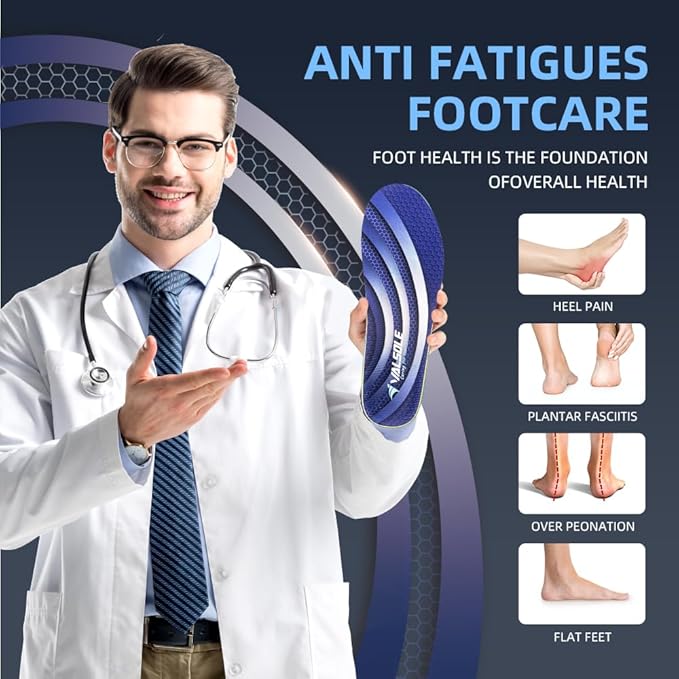 VALSOLE Plantar Fasciitis Arch Support Insoles,210lbs+ Heavy Duty Support Pain Relief Orthotics,High Arch Insoles,for Flat Feet,Arch Pain,Heel Pain Comfort Insoles,Work Boot Shoe Insole for Men Women