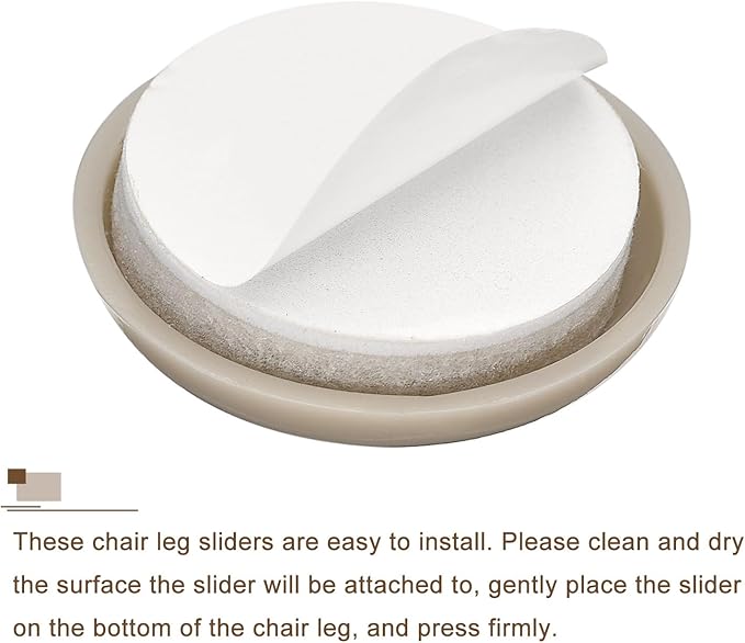uxcell Furniture Sliders, 4Pcs 1 1/4" - Plastic Self-Adhesive Round Sliding Pads, Chair Glides for Carpeted Tile Vinyl Hardwood Floors (Grey)