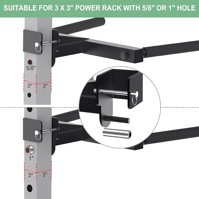 SELEWARE Squat Rack Attachment, Y-Shaped Dip Bar Attachment, Nordic Hamstring Curl Attachment and Lever Arms for 2x2 or 3x3 Power Rack with 5/8" or 1" Hole, Power Cage Accessories for Home Gym