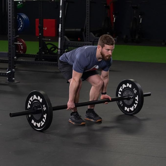 Titan Fitness Axle Barbell, Fat Grip Strength Training, Olympic Bar, Powder-Coated Steel