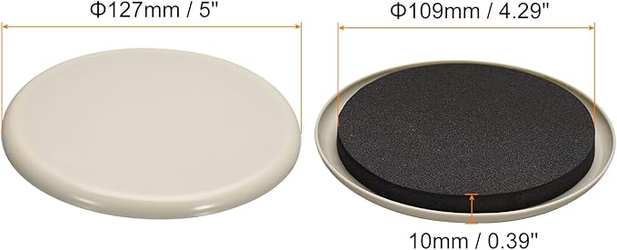 uxcell Furniture Sliders, 4Pcs 5" - Plastic Reusable Round Sliding Pads, Chair Glides for Carpeted Tile Vinyl Hardwood Floors (Grey)