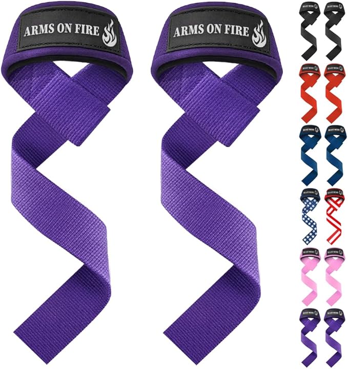 TECEUM Lifting Straps for Weightlifting Gym Strength Training - Wrist Straps with Neoprene Padded Cotton - Men & Women – Ideal for Powerlifting, Bodybuilding & Deadlifts