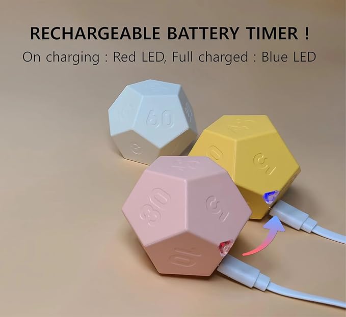 Cube Pomodoro Timer - Flip to Start Countdown, Rechargeable Mini Productivity Timer for Study, Office, 11 Preset Times, Silent/Vibration, Time Management Tool for Kids & ADHD (Yellow)