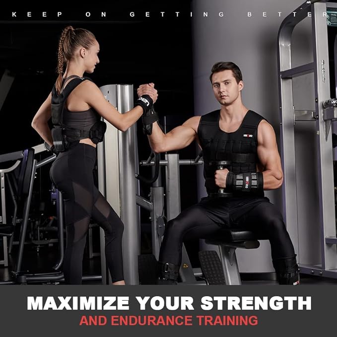 Weighted Vest Set 44LB for Men & Women, Adjustable Workout Weight Vest with Steel Plates, Weighted Training Vest with Wrist Weights and Ankle Weights for Strength Training, HIIT, Rucking & Cardio