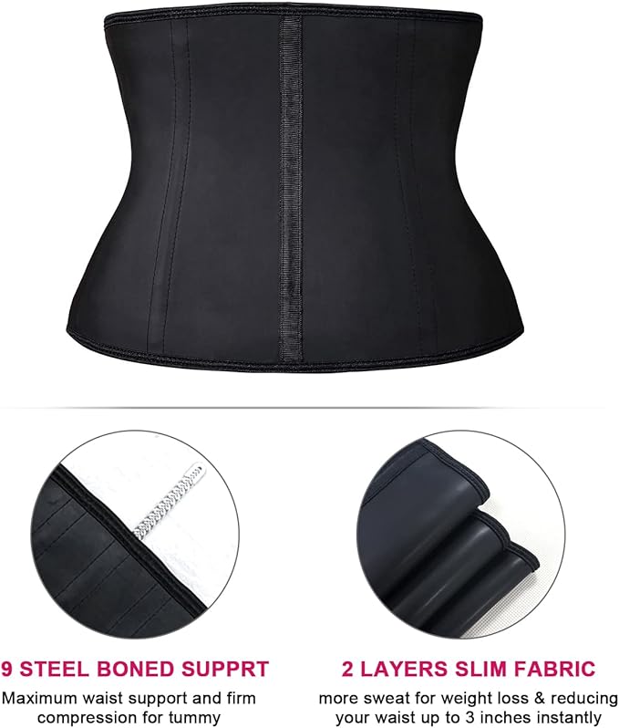YIANNA Women's Underbust Latex Sport Girdle Waist Trainer Corsets Hourglass Body Shaper