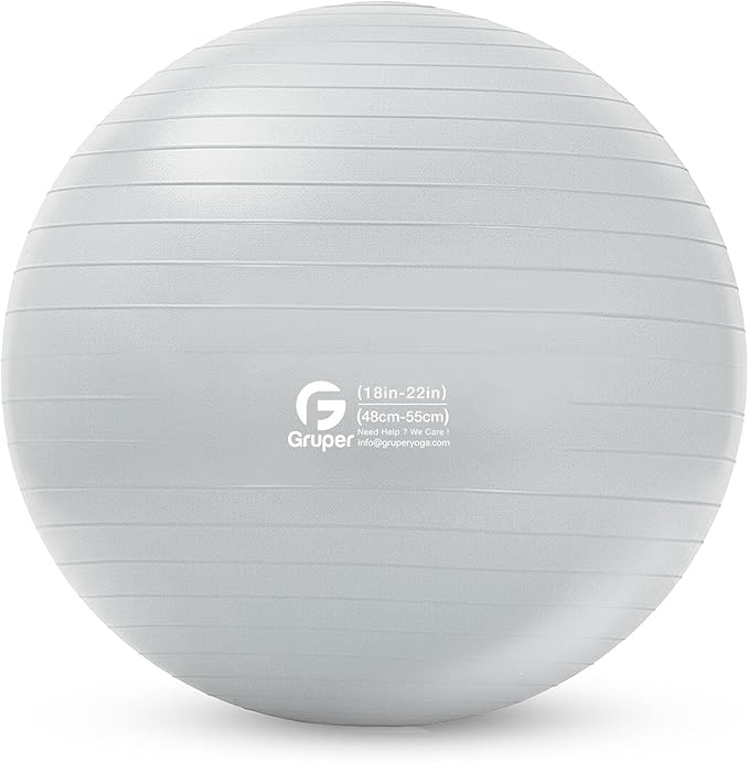 Gruper Yoga and Pilates Ball,4 Sizes 15 inch-30 inch Gym Ball for Fitness, Yoga, Workout, Pregnancy and Physical Therapy,Quick Pump Included,Great as Yoga Ball Chair for Office or Home Gym Equipment