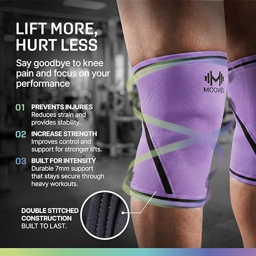 Modvel Strength 7mm Knee Sleeves (Pair) for Weightlifting & Powerlifting (USPA, IPL Approved) | High-Performance Knee Compression Support For Squats, Weight Lifting - Men and Women