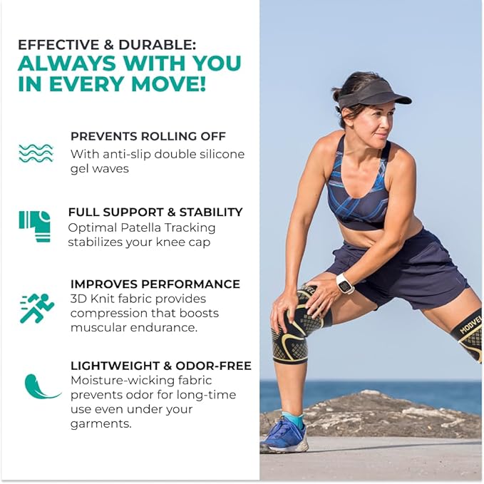 Modvel Knee Braces for Women & Men – 2 Pack Knee Support Set, Knee Compression Sleeve, Support for Meniscus Tear, ACL & Arthritis Relief,Copper M
