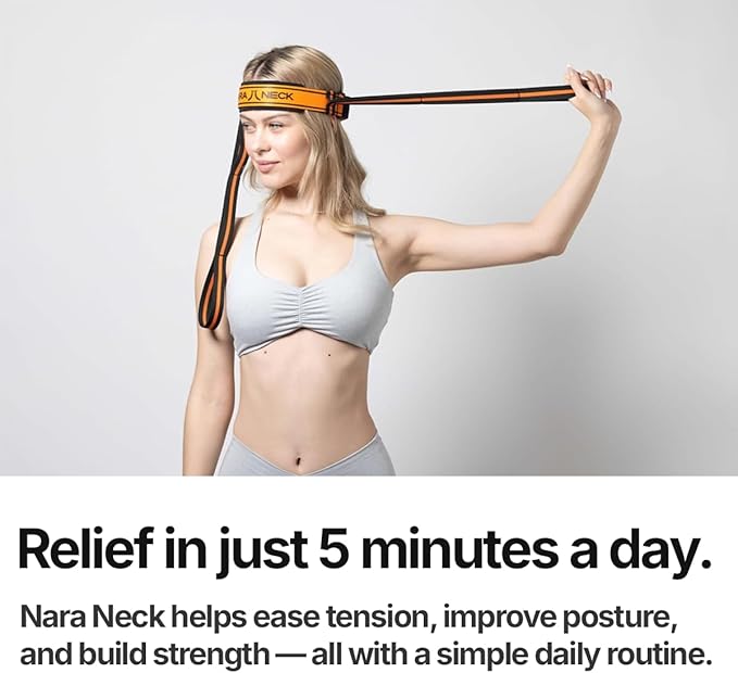 Portable Neck Exercise Device - Neck Pain Relief, Posture Improvement, and Neck Strength Training with Resistance Band and Adjustable Head Strap for Home Use, Gym use or Travel - Lightweight, Compact