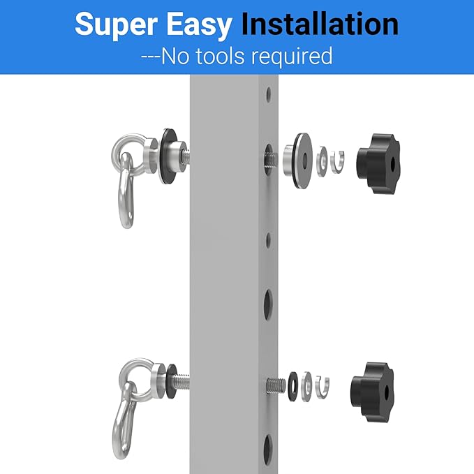 Heavy-Duty Power Rack Attachments, Quick-Install Home Gym Accessories for 2x2, 2x3 & 3x3 Power Racks, Fits 1/2", 5/8" & 1" Holes