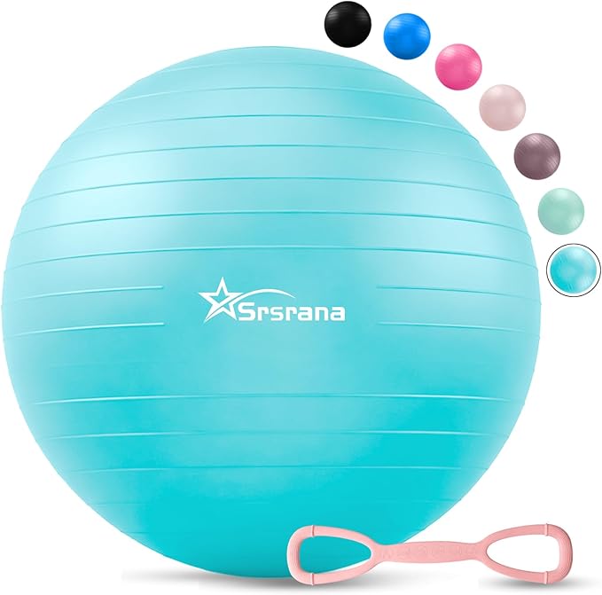 Exercise Ball - Anti-Burst Yoga Ball for Pilates, Pregnancy & Core Stability - Ergonomic Office Desk Ball Chair & Physical Therapy Equipment, Quick Pump Included
