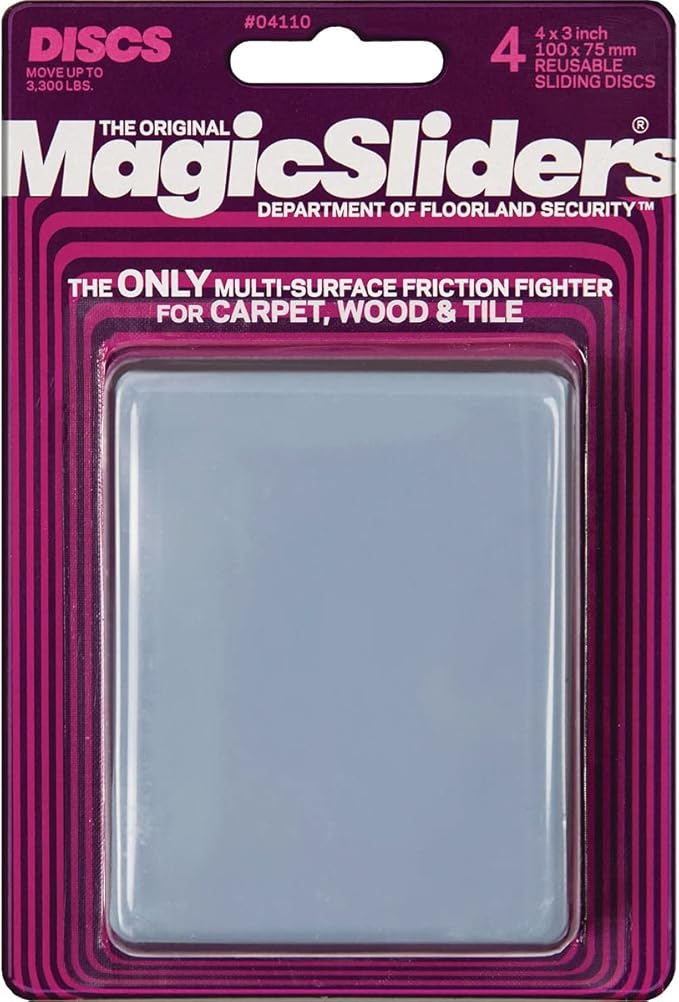 Magic Sliders Nylon/Plastic Sliding Discs Gray 4 pk