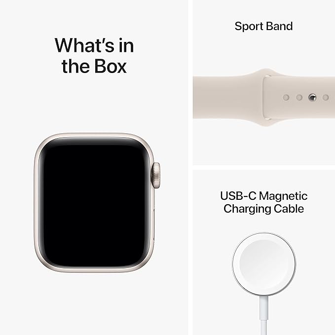 Apple Watch SE (2nd Gen) (GPS, 40mm) - Starlight Aluminum Case with Starlight Sport Band, M/L (Renewed)