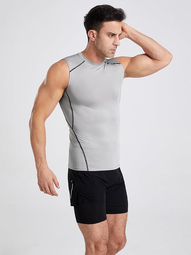4/5/6 Pack Athletic Sleeveless Shirts for Men Workout Tank Tops Compression Tank Top Gym Muscle Shirts for Running