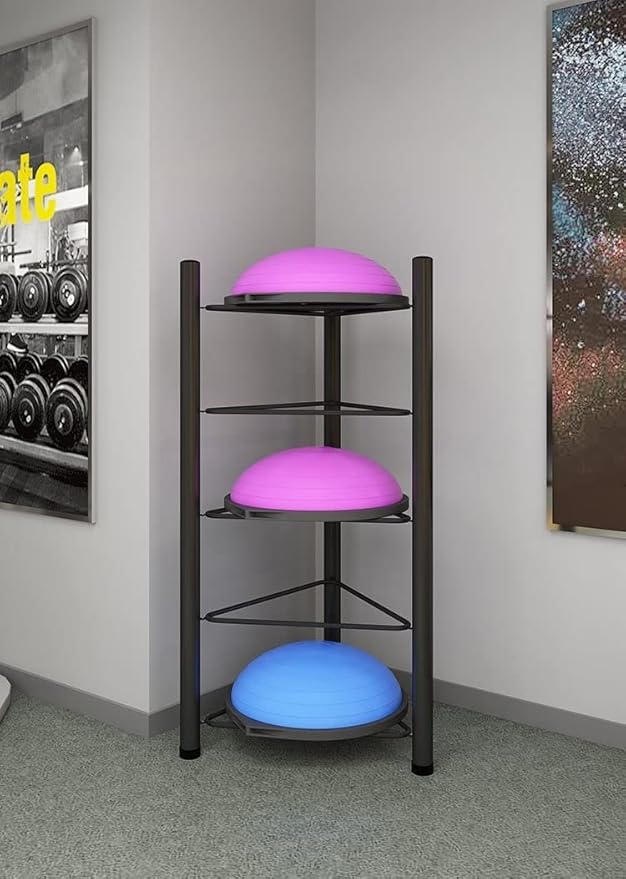 Stability Ball Holder Storage Rack, Black Exercise Yoga Balls Holder Organizer for Bosu Slam Bowling Medicine Balls, 0.7m 1.3m 1.6m 1.9m Tall Half Balance Ball Floor Stand Gym Equipment ( Color : Blac