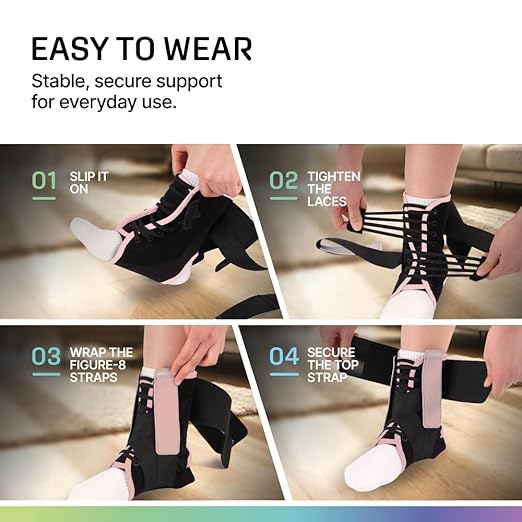 MODVEL Slim Lace Up Ankle Brace, Adjustable Ankle Braces for Men, Ankle Brace for Women, Ankle Support for Women – Figure 8 Ankle Brace Strapping with Soft Pads for Sprained Joint Stability Ankle Wrap