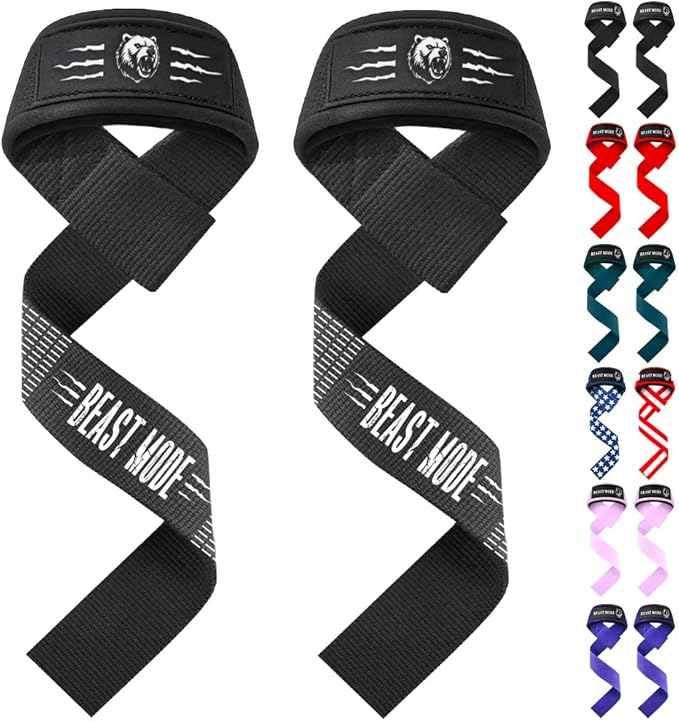 TECEUM Lifting Straps for Weightlifting Gym Strength Training - Wrist Straps with Neoprene Padded Cotton - Men & Women – Ideal for Powerlifting, Bodybuilding & Deadlifts