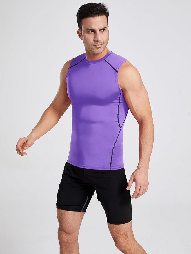 4/5/6 Pack Athletic Sleeveless Shirts for Men Workout Tank Tops Compression Tank Top Gym Muscle Shirts for Running