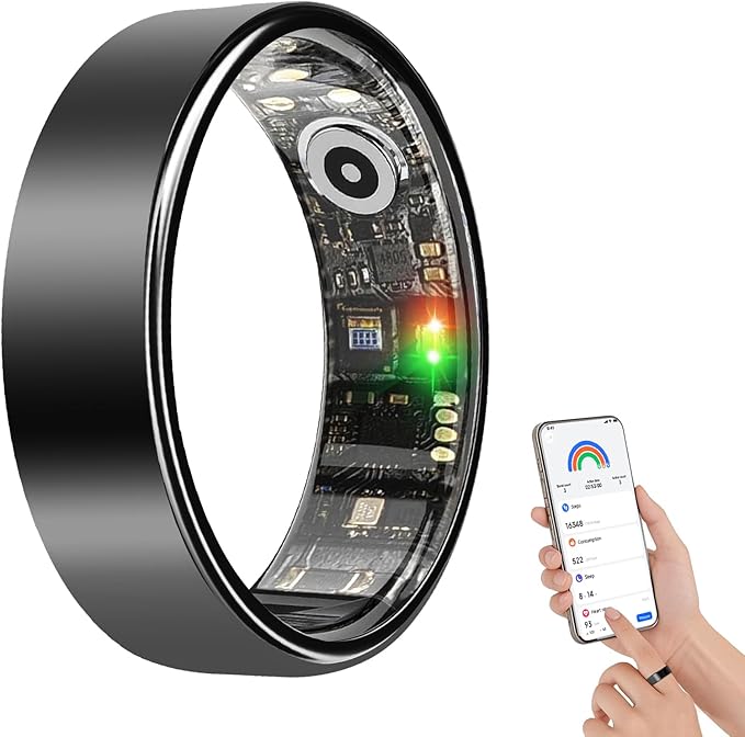 BENIO Gen 2 Smart Ring for Women & Men, Heart Rate,Fitness Tracker with Sleep，Step/Sleep/Blood Oxygen/Heart Rate Tracker, 5ATM Waterproof for iOS and Android,No Subscription