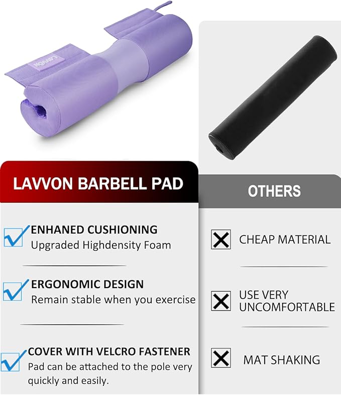 Barbell Squat Pad Set- Nylon Padding AntiSlip- Thick Foam Barbell Pad for Squats Cushion,Lunges&Bar Padding for Hip Thrusts -Standard Olympic Weight Bar Pad (Wrist Straps Weightlifting-Ankle Straps)