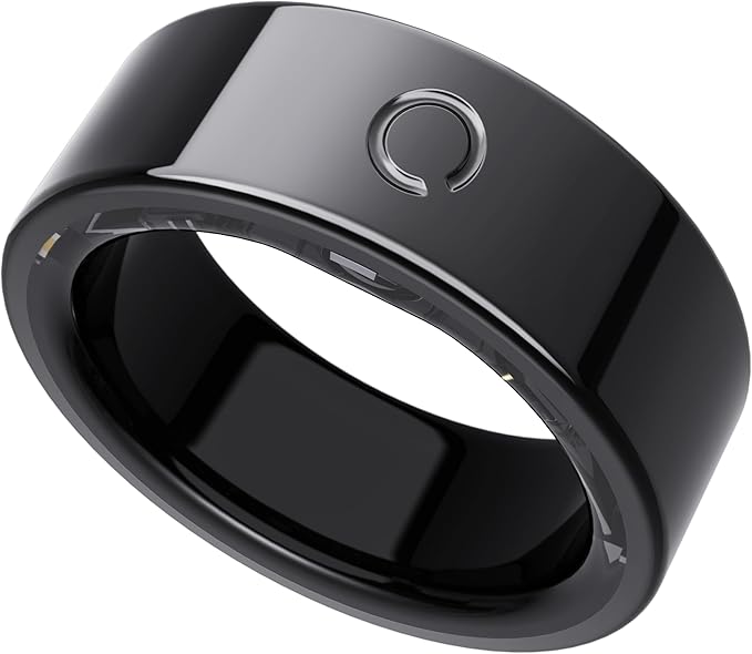 opove O Ring Smart Ring, Fitness Trackers Rings with Sleep/Stress/Heart Rate/Women's Health Monitoring, Comfortable Wearing, Up to 7 Days Using, Fitness Ring for Android & iOS, Black-Size8