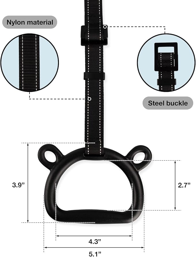 EXQ Home Kids Gymnastic Rings Pull up Rings for Chlidren Exercise,Indoor Gym Ring,Kids Gymnastics Rings with Adjustable Straps,Load Bearing 220lb(NO Bar)