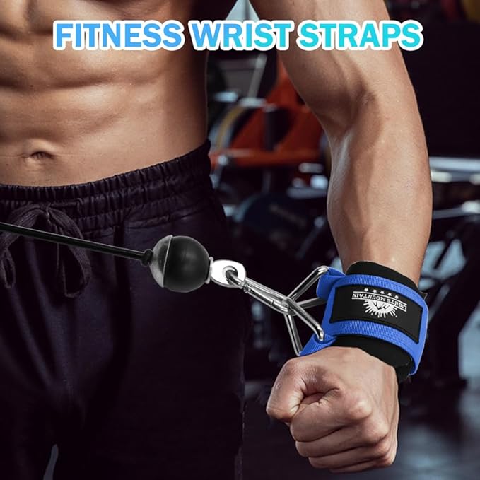 Wrist Cuffs for Cable Machines – Padded & Adjustable Straps for Lateral Raises, Tricep Pushdowns & Strength Training