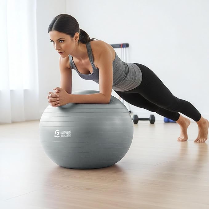 Gruper Yoga and Pilates Ball,4 Sizes 15 inch-30 inch Gym Ball for Fitness, Yoga, Workout, Pregnancy and Physical Therapy,Quick Pump Included,Great as Yoga Ball Chair for Office or Home Gym Equipment