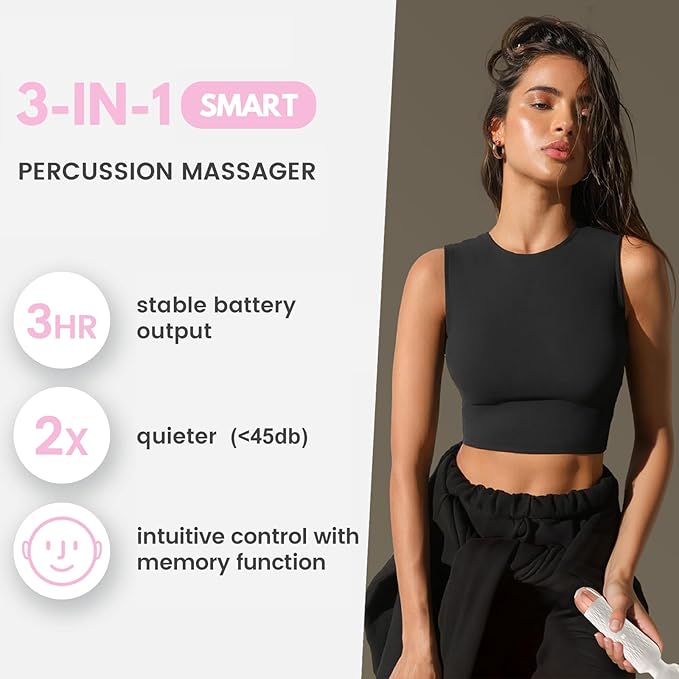The Upgraded 3-in-1 Personal Massager – 3H Powerful Vibration, Quiet & Waterproof – 20 Modes 8 Speeds Muscle Therapy Stick for Deep Tissue, Sports Recovery, Cordless & Travel Friendly (Pink)