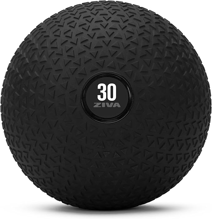 ZIVA Slam Ball - Elite Level Hard-Wearing PVC Outer Shell, Gripping Tire Tread Skin, Precision Weighted Sand Core | Throw, Toss Exercise Medicine Ball for Strength Core Workouts - Avail 10-40 lbs.