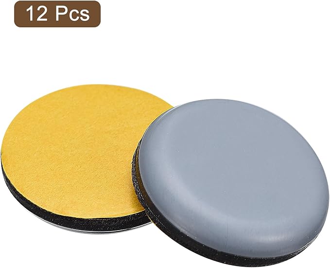 uxcell Furniture Sliders, 12Pcs 1-1/6" - PTFE Round Appliance Slider, Self-Adhesive Chair Glides, Chair Leg Floor Protectors for Carpet Hardwood Floors