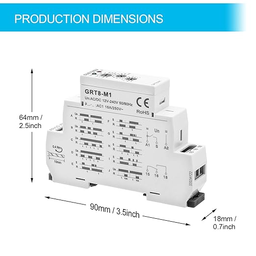 Relay 12V, Timer Relay Delay Off Trigger, Off Delay Timer with 10 Function Choices, Wide Voltage Multifunctional Relays for Electric Appliances, XS-SJ-M1-AC/DC12V~240V, 35mm DIN Rail Mounting