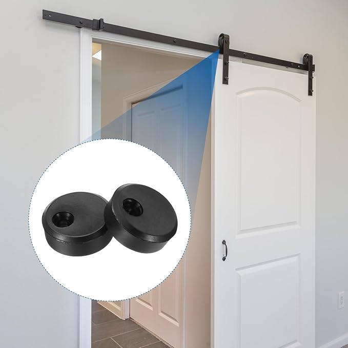 uxcell 4pcs Anti-Jump Disk Block, Sliding Barn Door Hardware Anti-Skip Pads Anti-Derailment Tools Anti-Off Parts for Sliding Barn Wood Door, Black