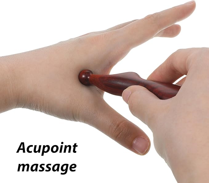 Wood Acupoint Massage Pen, Foot Acupoint Massager Tool with Ergonomic Handle, Traditional Wooden Acupressure Stick Tool for Body Hand and Foot