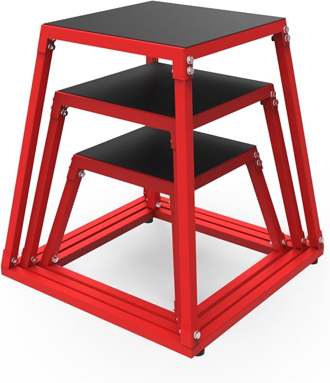 PeakPursuit Metal Plyo Box, Plyometric Jumping Box Set with Anti-Slip Surface for Workout Home Gym,Single and Set