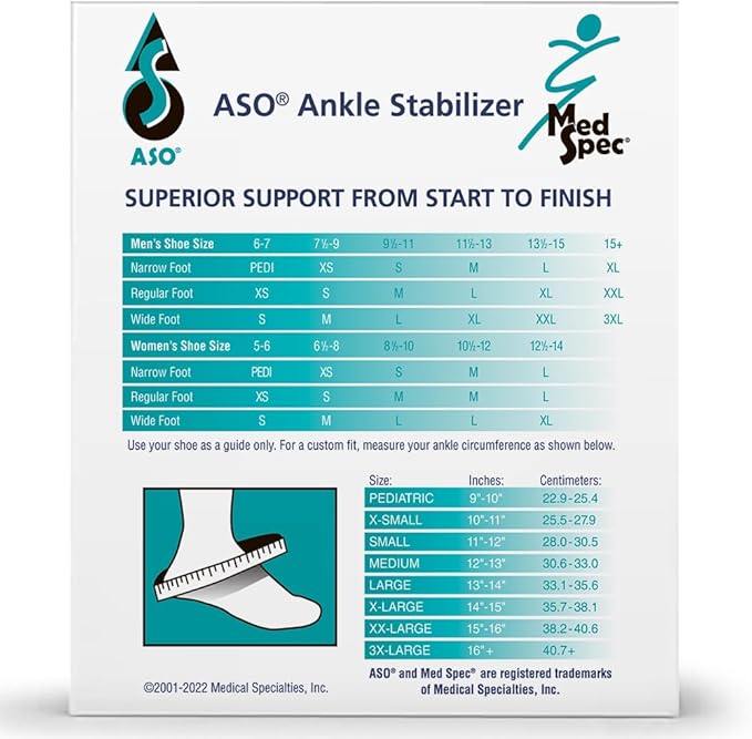 Med Spec ASO Speed Lacer – Ankle Brace for Sprained Ankle and Peroneal Tendonitis, Orthopedic Ankle Support for Men, Women, Adults, Teens and Kids, Sports Injury Recovery