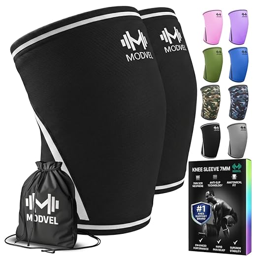 Modvel Strength 7mm Knee Sleeves (Pair) for Weightlifting & Powerlifting (USPA, IPL Approved) | High-Performance Knee Compression Support For Squats, Weight Lifting - Men and Women