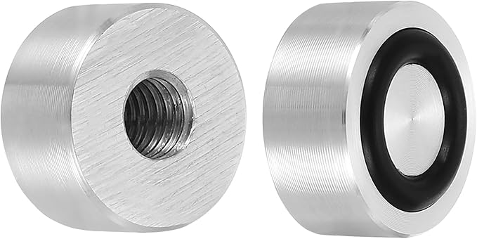 uxcell M8 Thread 20mm / 0.8" Dia 15mm Thick Aluminum Circle Disc Glass Top Adapter 4pcs Round Solid Table Feet Pad Plate Hardware with Anti-Slip Rubber Ring
