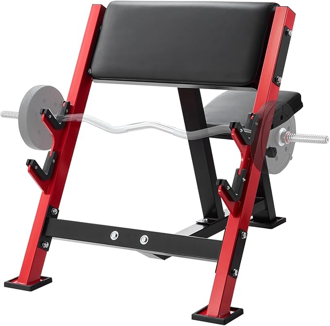 VEVOR Preacher Curl Bench, Strength Training Benches, Max Load 660 LBS Home Gym Fitness Equipment, Seated Arm Isolated Barbell Dumbbell Bicep Station, Adjustable Weight Bench with Bar Holders