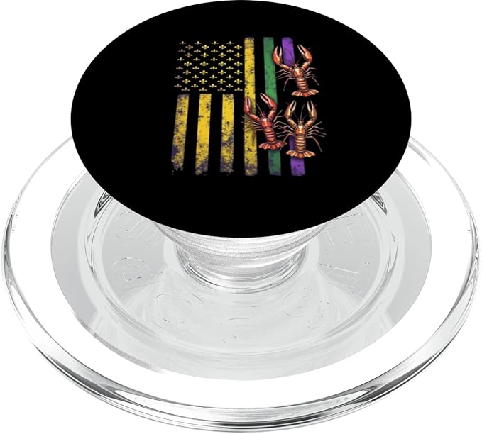 Fat Tuesday Crawfish USA Flag Louisiana Carnival Attire PopSockets PopGrip for MagSafe