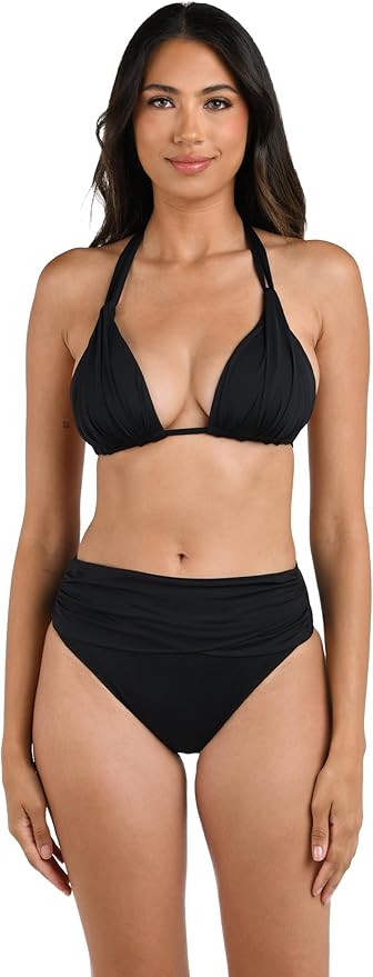 Island Goddess Rouched Halter Bikini Swimsuit Top