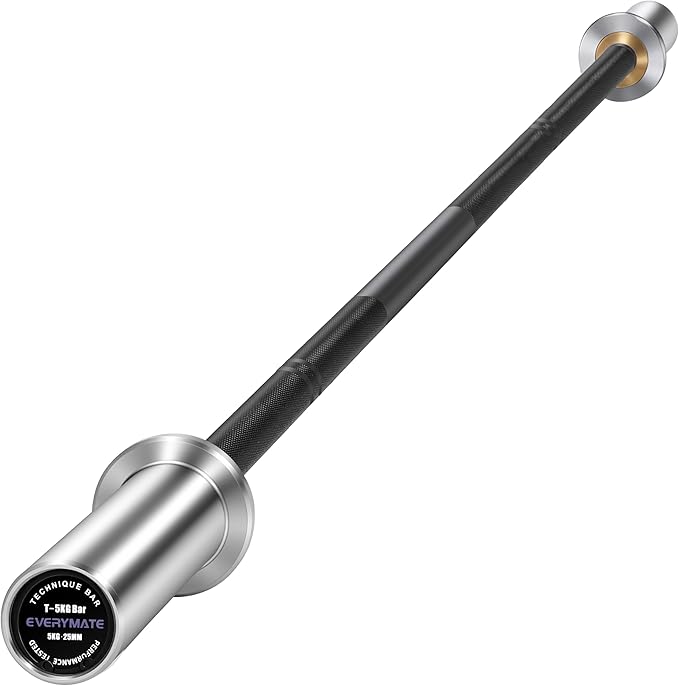 EVERYMATE 5kg Olympic Technique Bar – Lightweight Aluminum Training Barbell for Beginners, Youth & Rehab | 25mm Knurled Grip, 150lb Capacity, Compatible with 2" Weight Plates – Ideal for Form Practice & Cross-Training