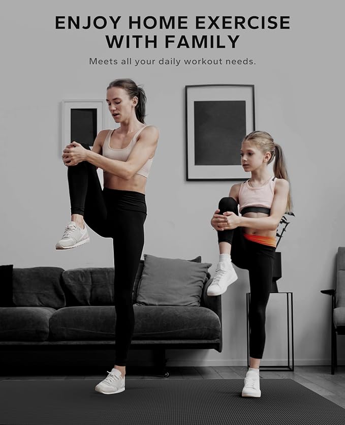 HAPBEAR Large Exercise Mat-7'x5'/6'x8'/6'x9'/6'x10'/6'x12'x8mm(1/3"),Non-Slip, Ultra Durable, Thick Workout Mat for Home Gym Flooring Cardio, Yoga for Fitness, High-Density, Shoes-Friendly