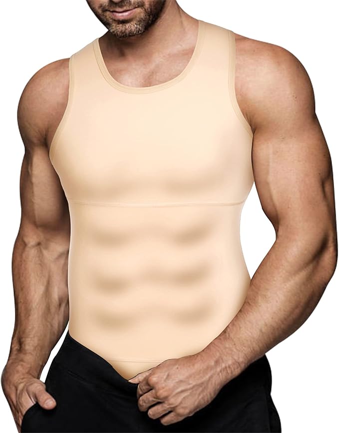 Mens Compression Shirt Slimming Body Shaper Vest Workout Tank Tops Abs Abdomen Undershirts