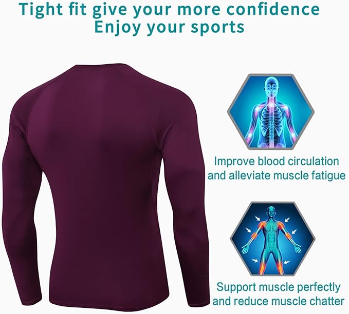 SPVISE 1 or 3 Pack Men's Compression Shirts Long Sleeve Workout Gym T-Shirt Running Top Cool Dry Sports Baselayer Undershirts