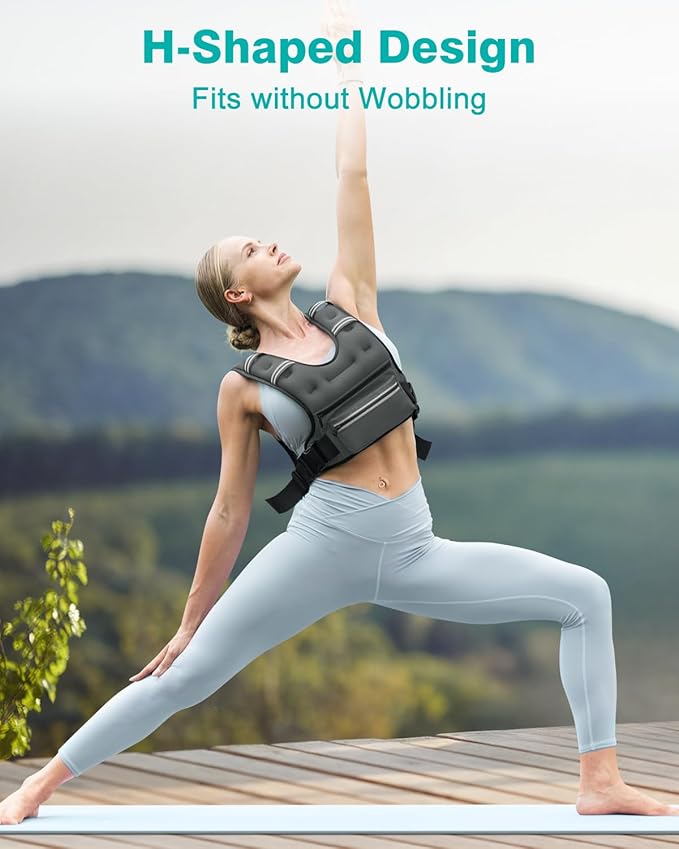 Weighted Vests for Women Men, 8 12 16 20 lb Weighted Vest with Storage Pockets, Rucking Vest with Reflective Stripe, Adjustable Straps Weight Vest for Running, Walking, Workout, Training