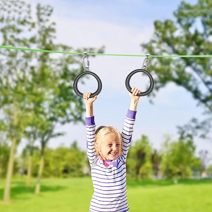 Dolibest 2 Pack of Ninja Gymnastic Rings,Monkey Ring Outdoor Backyard Ninja Accessories Set,Swing Bar Rings Obstacle Course for Training Equipment for Teens,1000LB Capacity