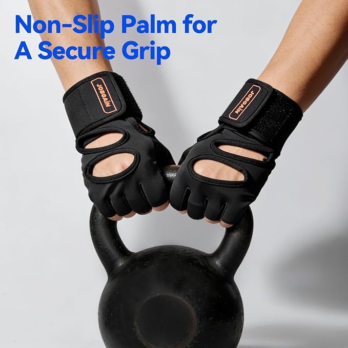 Workout Gloves for Men and Women, Gym Weight Lifting Padded Gloves with Wrist Wrap Support, Full Palm Protection & Extra Grips, for Weightlifting, Exercise, Cross Training, Fitness, Pull-Up